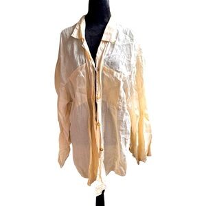 VTG 90s Timbuktu 100% linen relaxed/oversized button front long sleeve top sz XL